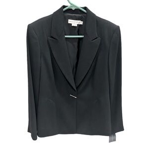 Garfield & Marks Womens Black Ribbed Triacetate & Polyester Blazer Jacket